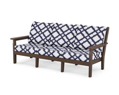 POLYWOOD® Chippendale Deep Seating Sofa in Mahogany / Trellis Navy
