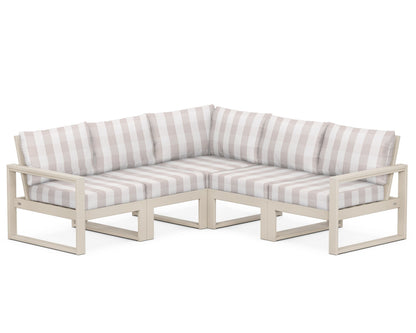 POLYWOOD® EDGE 5-Piece Modular Deep Seating Set in Sand / Buffalo Plaid Dune Burlap