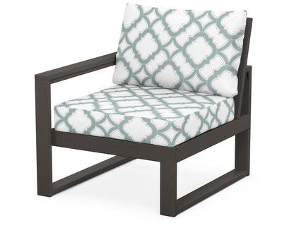 POLYWOOD® EDGE Modular Left Arm Chair in Vintage Coffee / Trellis Glacier Spa