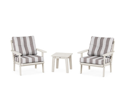 POLYWOOD® Prairie 3-Piece Deep Seating Set in Sand / Cabana Stripe Grey Mist