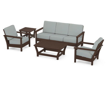 POLYWOOD® Harbour 5-Piece Deep Seating Set in Mahogany / Spa