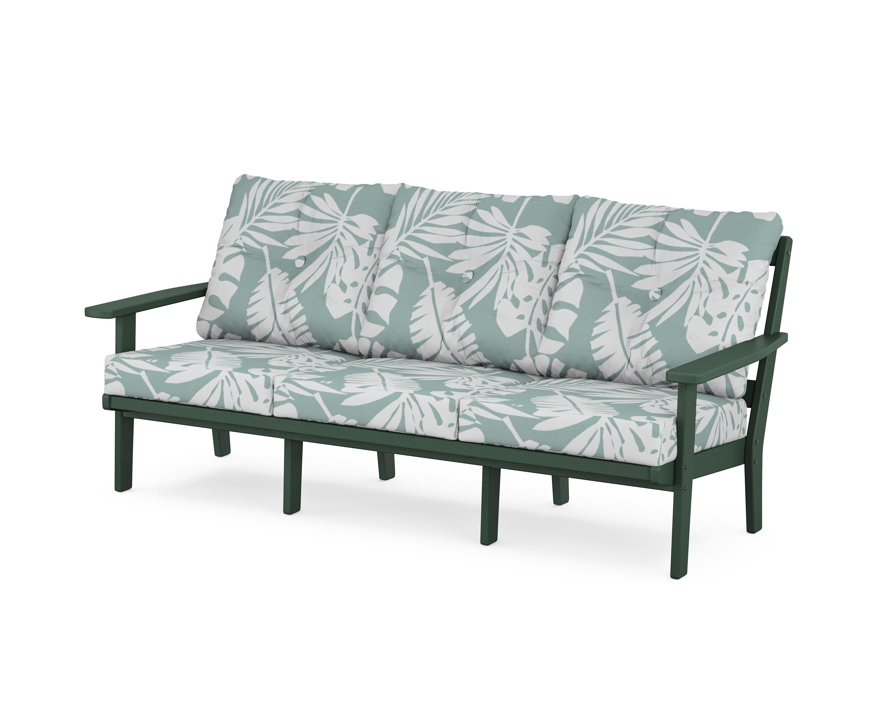 POLYWOOD® Prairie Deep Seating Sofa in Green / Leaf Glacier Spa