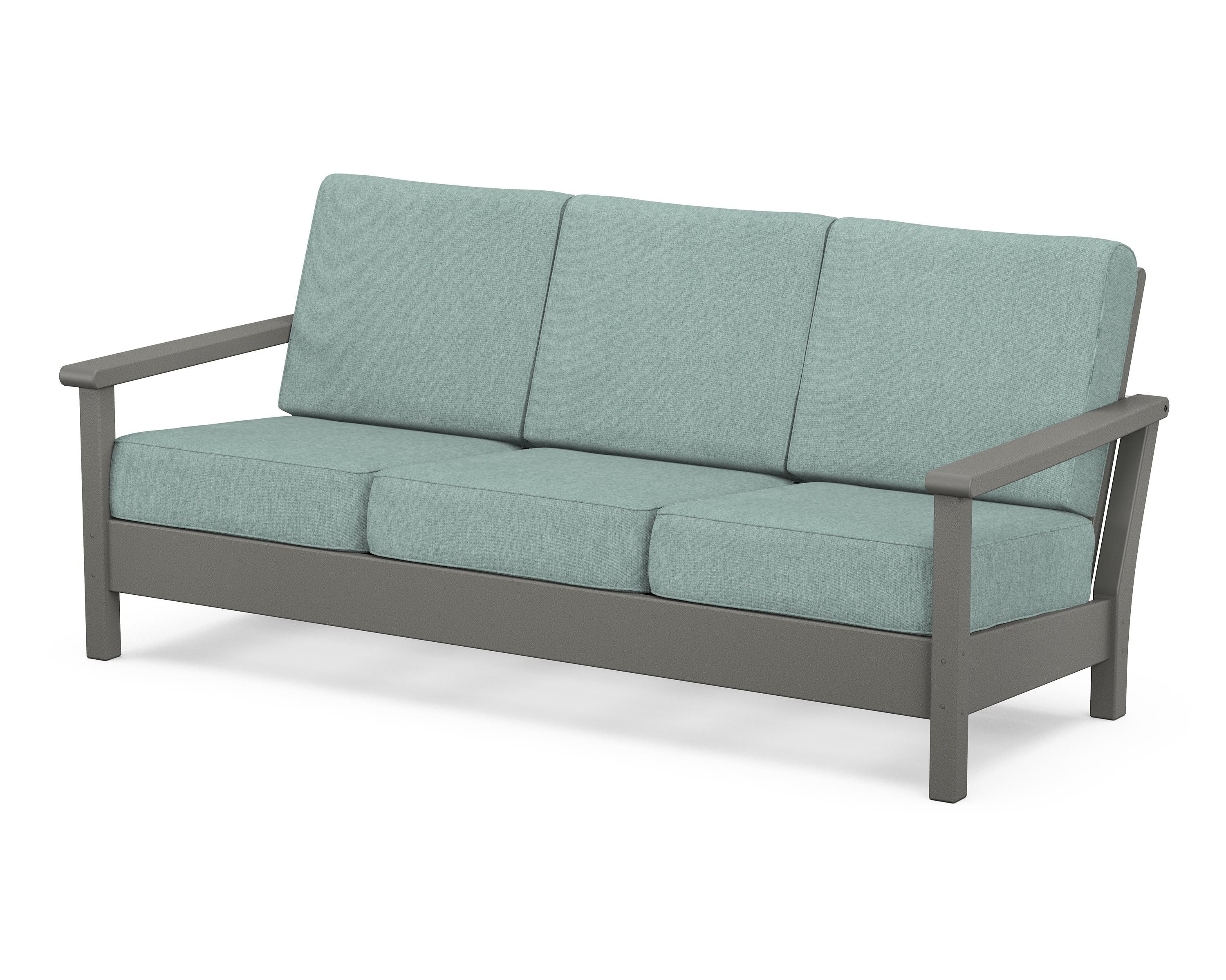 POLYWOOD® Harbour Deep Seating Sofa in Slate Grey / Glacier Spa