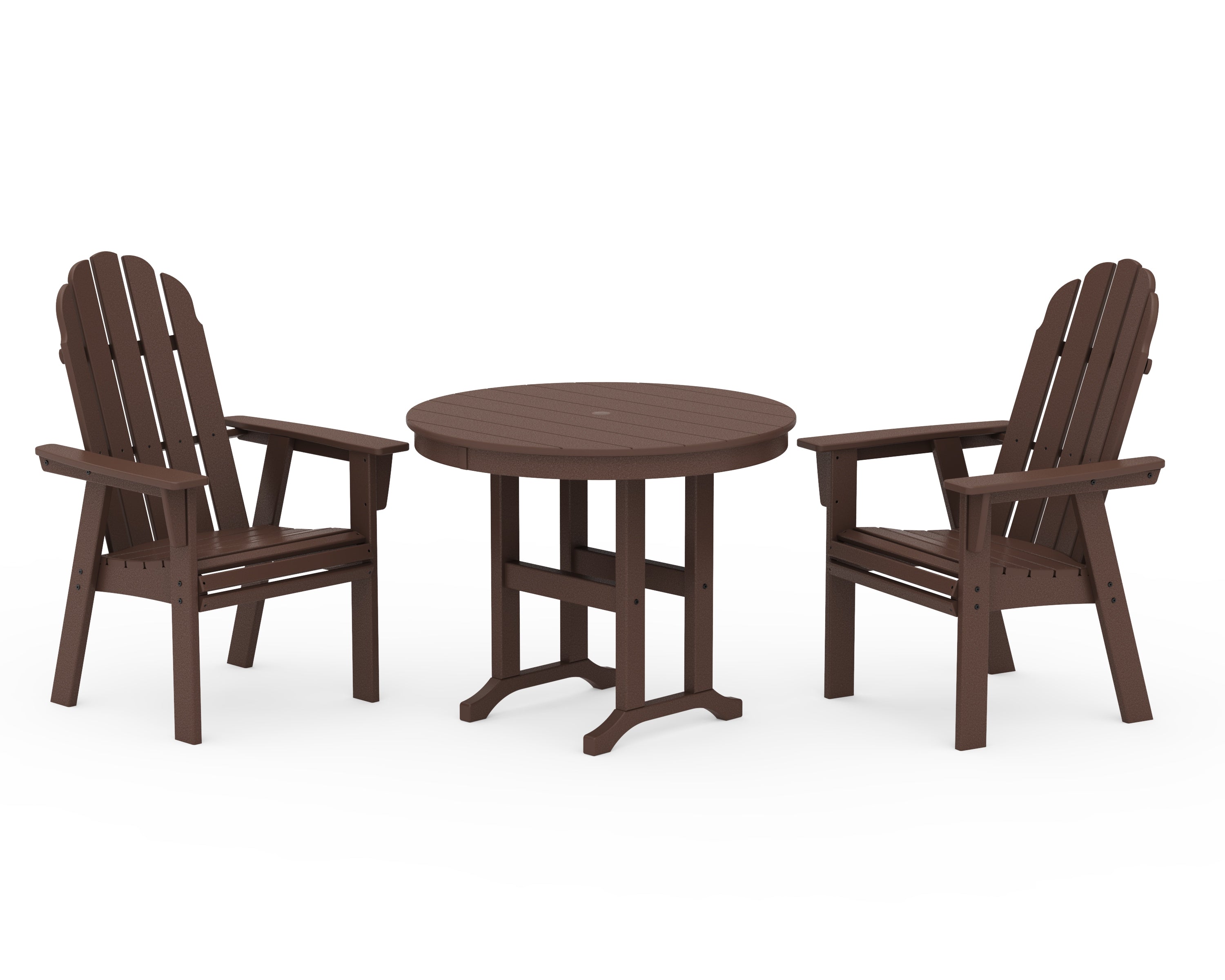 POLYWOOD® Vineyard Adirondack 3-Piece Round Dining Set in Mahogany
