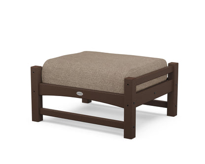POLYWOOD® Club Ottoman in Mahogany / Spiced Burlap