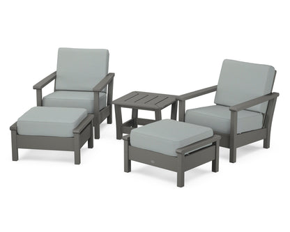 POLYWOOD® Harbour 5-Piece Deep Seating Chair Set in Slate Grey / Spa
