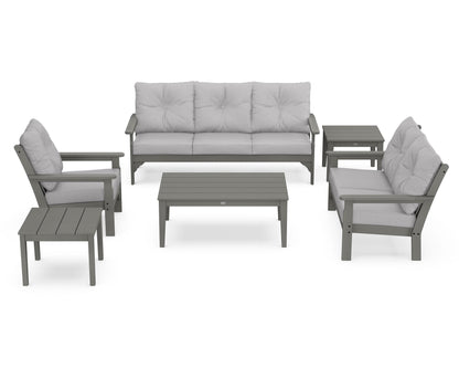 POLYWOOD® Vineyard 6-Piece Deep Seating Set in Slate Grey / Granite