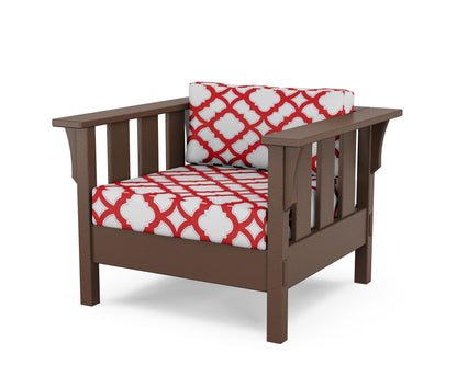 Martha Stewart by POLYWOOD® Acadia Deep Seating Chair in Mahogany / Trellis Crimson