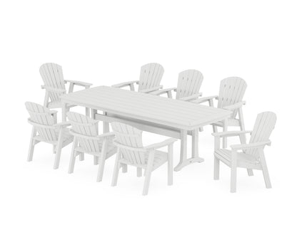 POLYWOOD® Seashell 9-Piece Dining Set with Trestle Legs in White