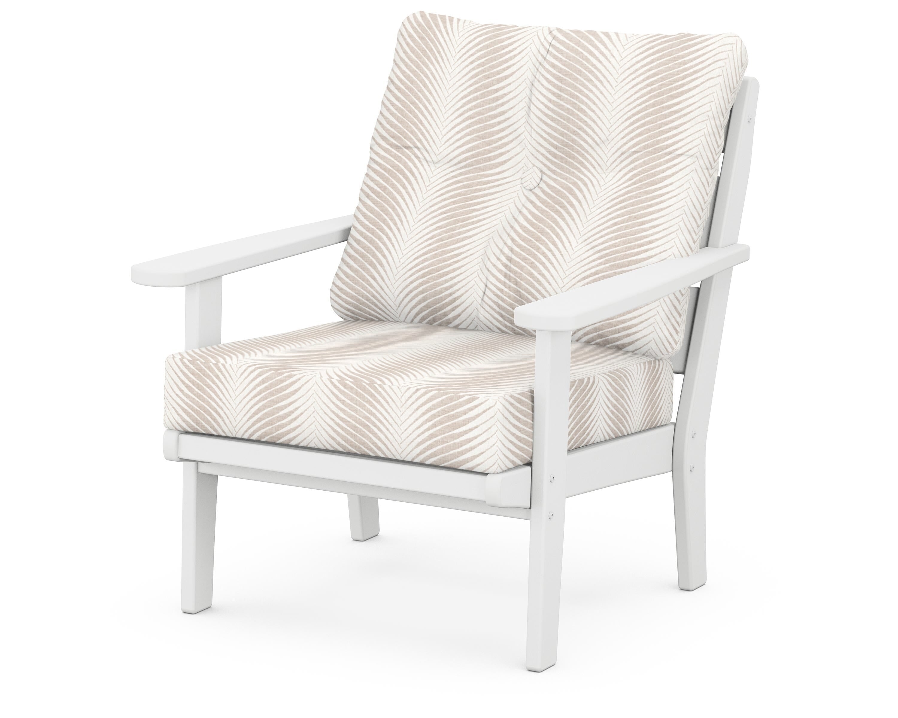 POLYWOOD® Lakeside Deep Seating Chair in White / Clock Out Cloud