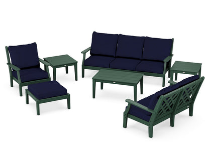 Country Living Wovendale 7-Piece Deep Seating Set in Green / Navy