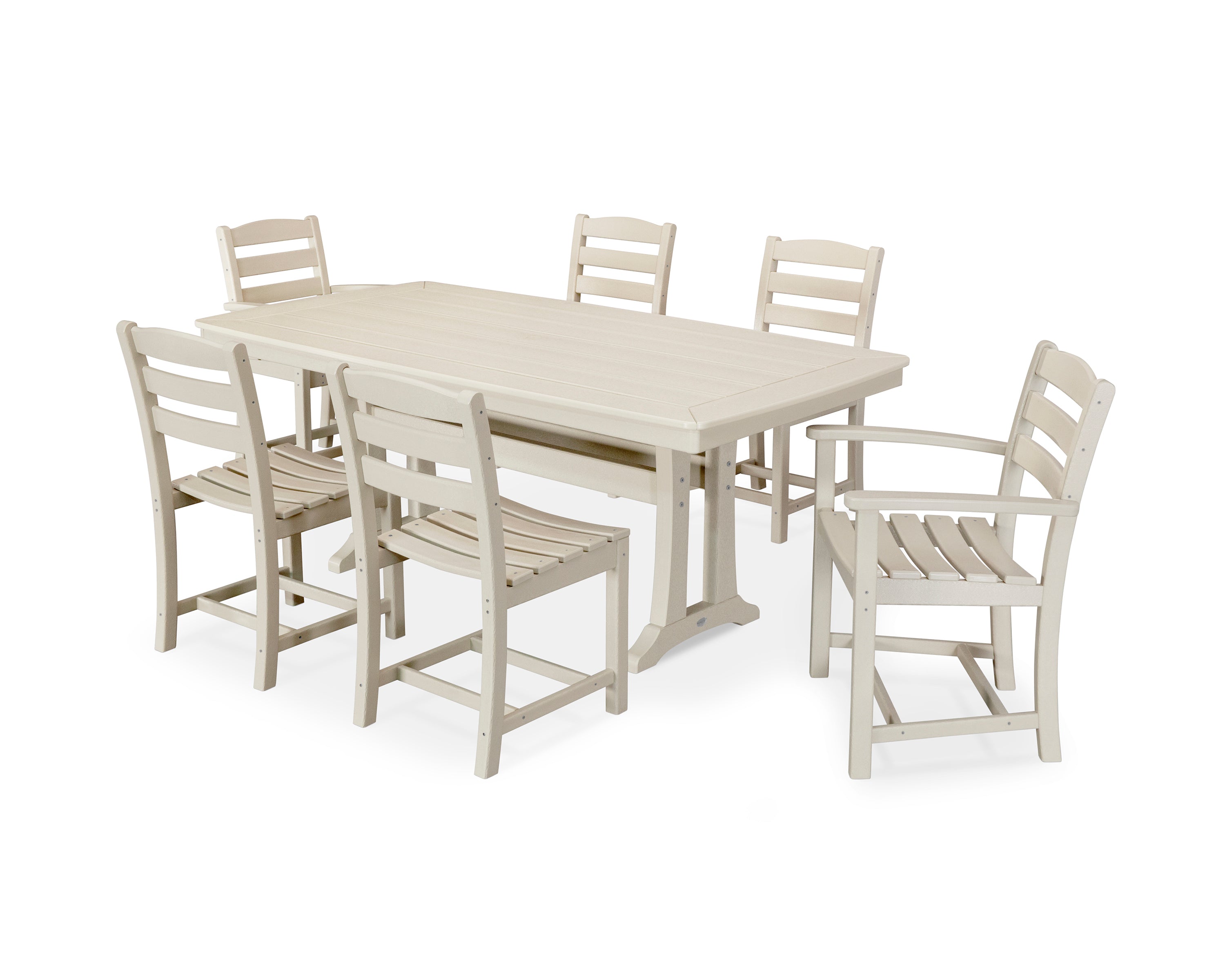 POLYWOOD® La Casa Café 7-Piece Dining Set with Trestle Legs in Sand