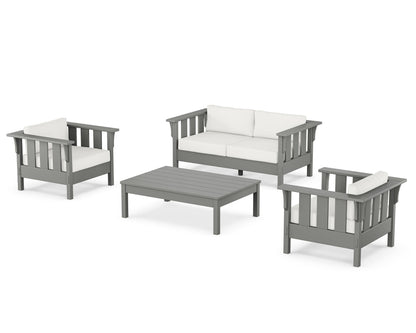 Martha Stewart by POLYWOOD® Acadia 4-Piece Deep Seating Set with Loveseat in Slate Grey / Natural Linen