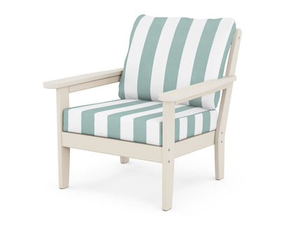 Country Living Cottage Deep Seating Chair in Sand / Cabana Stripe Glacier Spa
