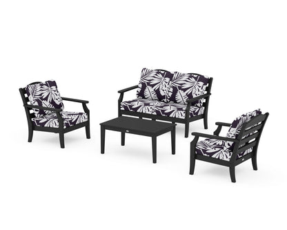 Draper James™ by  POLYWOOD® Savannah 4-Piece Deep Seating Set with Loveseat in Black / Leaf Navy