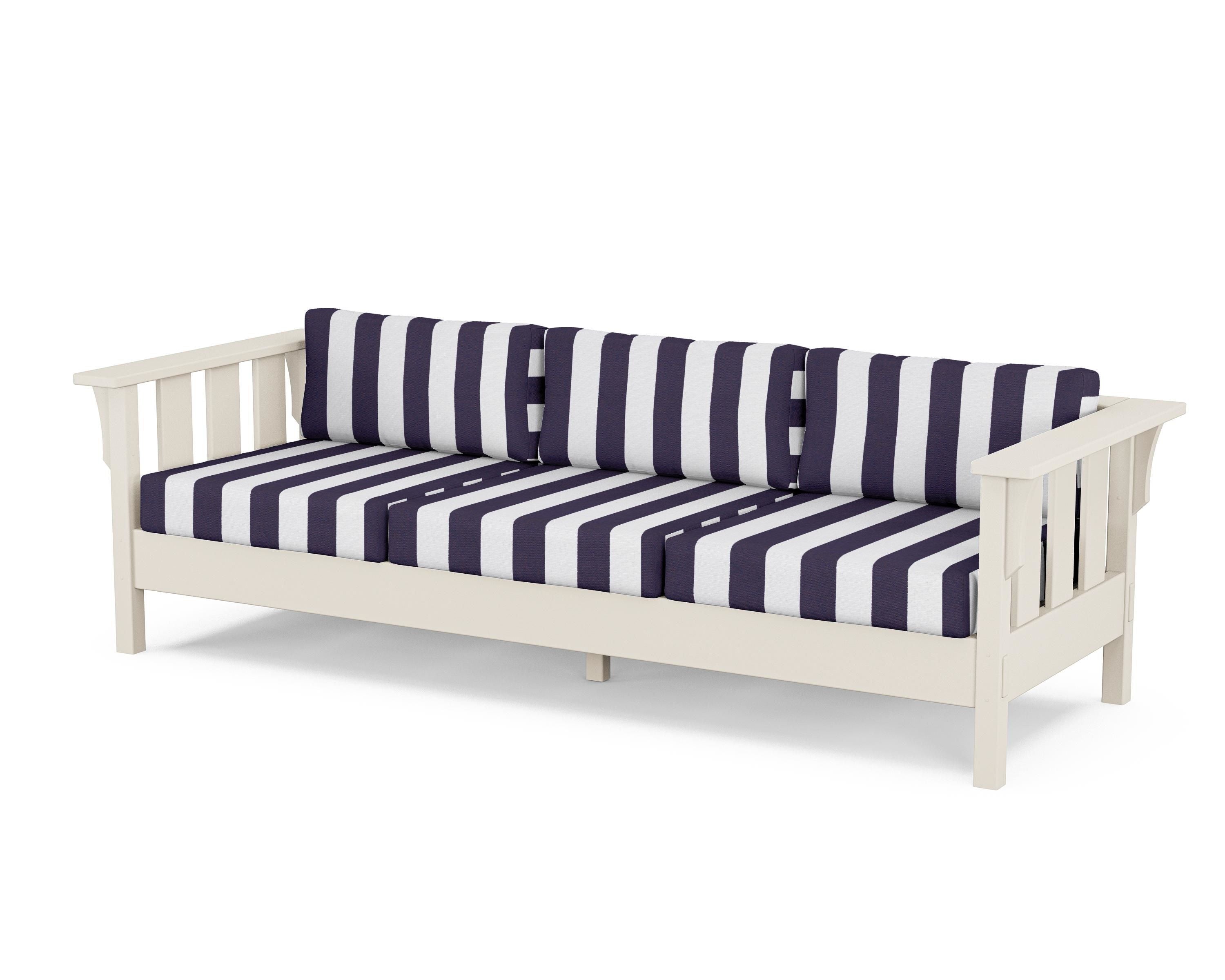 Martha Stewart by POLYWOOD® Acadia Deep Seating Sofa in Sand / Cabana Stripe Navy