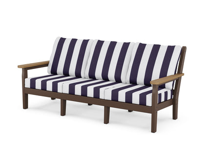 POLYWOOD® Chippendale Deep Seating Sofa in Mahogany / Natural / Cabana Stripe Navy