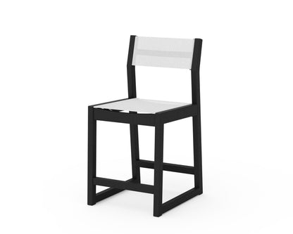 POLYWOOD® EDGE Sling Counter Side Chair in Black / White Sling