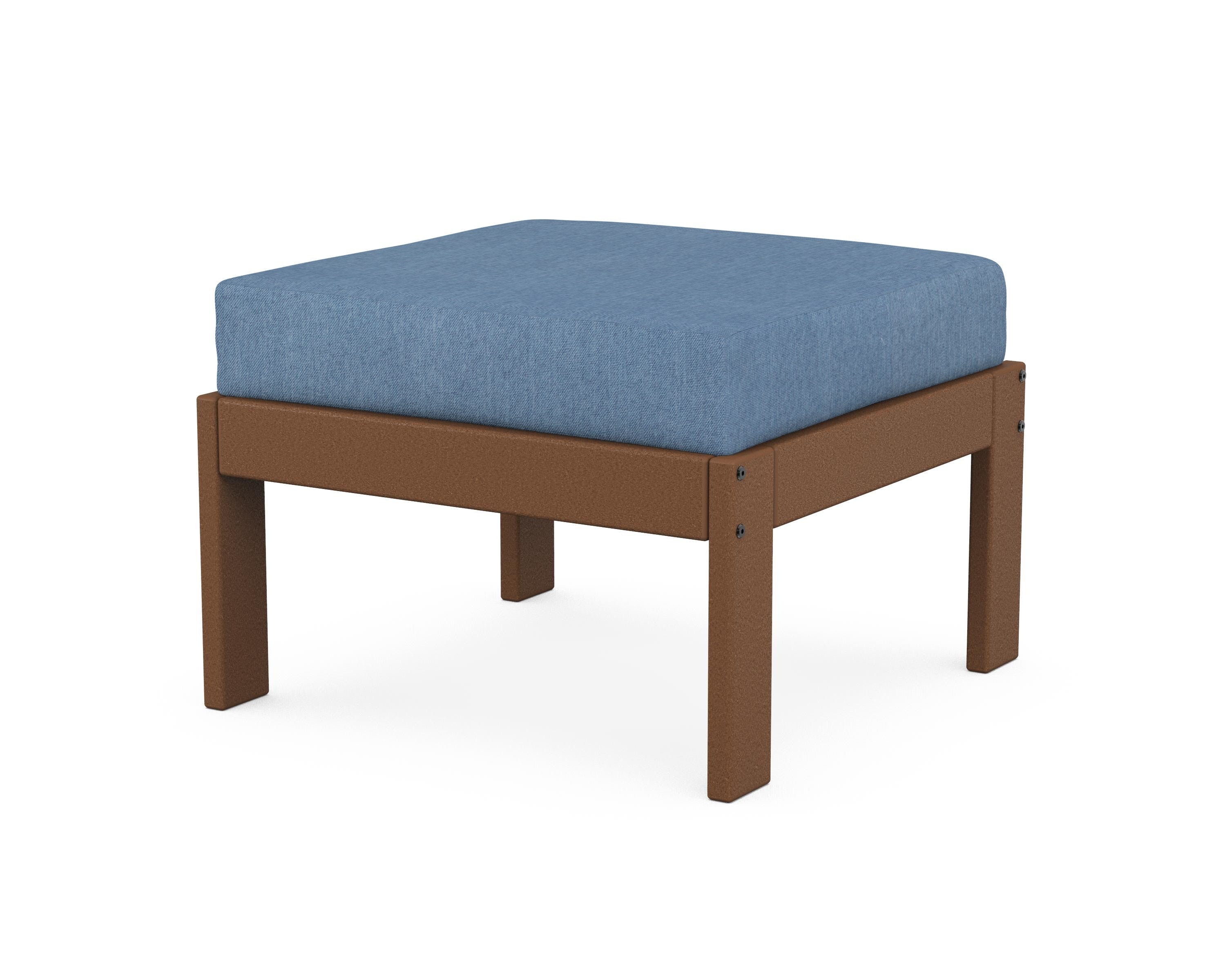 POLYWOOD® Vineyard Modular Ottoman in Teak / Sky Blue