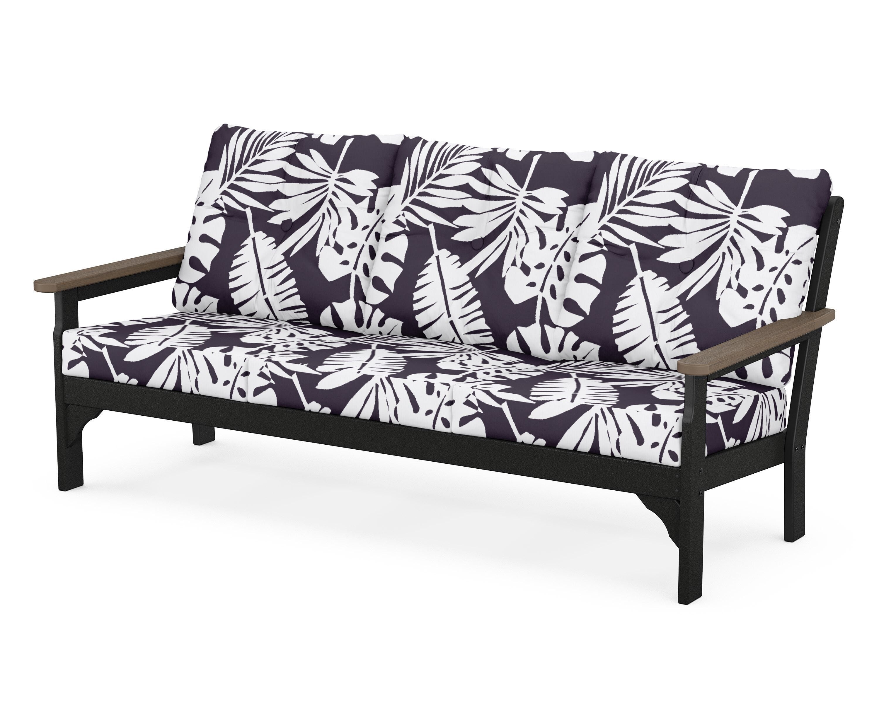 POLYWOOD® Vineyard Deep Seating Sofa in Black / Kona / Leaf Navy