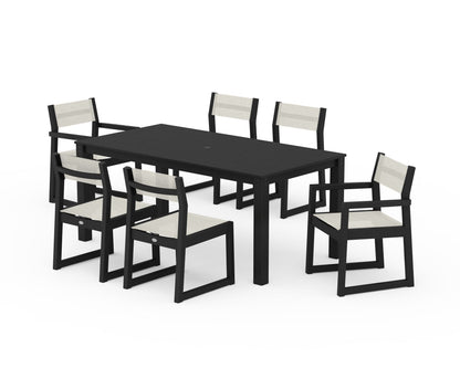 POLYWOOD® EDGE Sling 7-Piece Parsons Dining Set in Black / Parchment Sling
