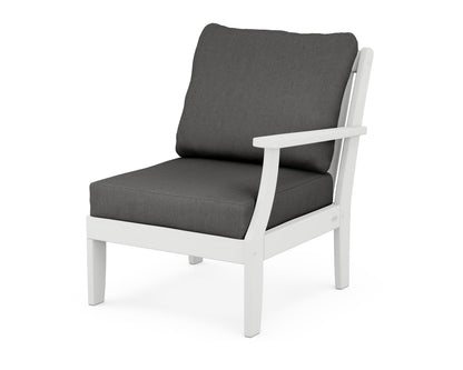 POLYWOOD® Braxton Modular Right Arm Chair in White / Spectrum Carbon