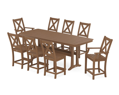 POLYWOOD® Braxton 9-Piece Counter Set with Trestle Legs in Teak