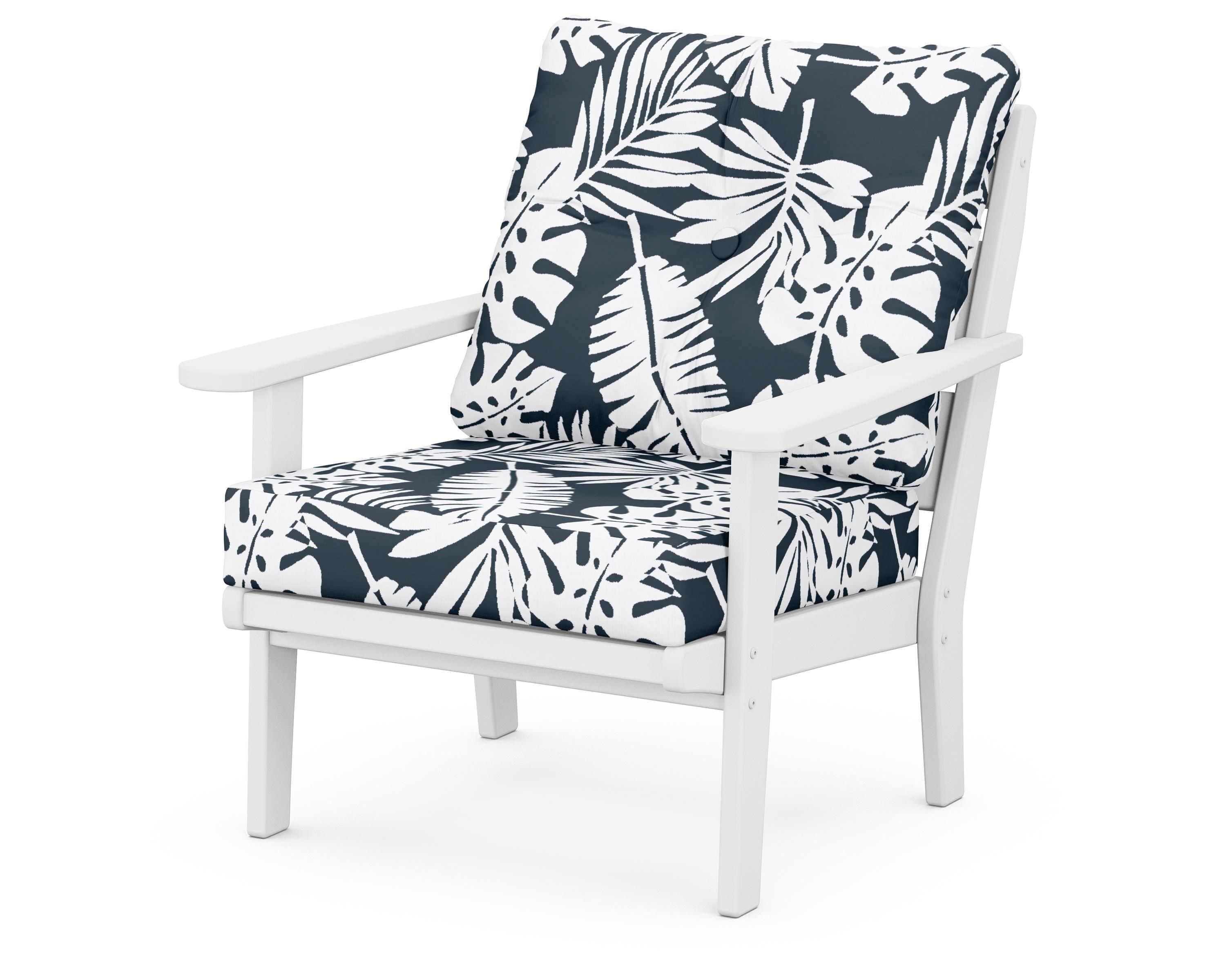 POLYWOOD® Lakeside Deep Seating Chair in White / Leaf Marine Indigo