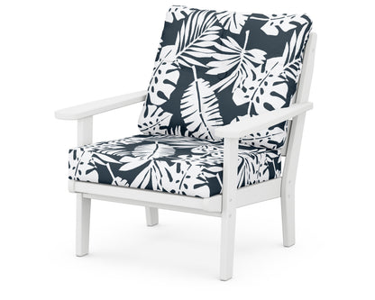POLYWOOD® Lakeside Deep Seating Chair in White / Leaf Marine Indigo