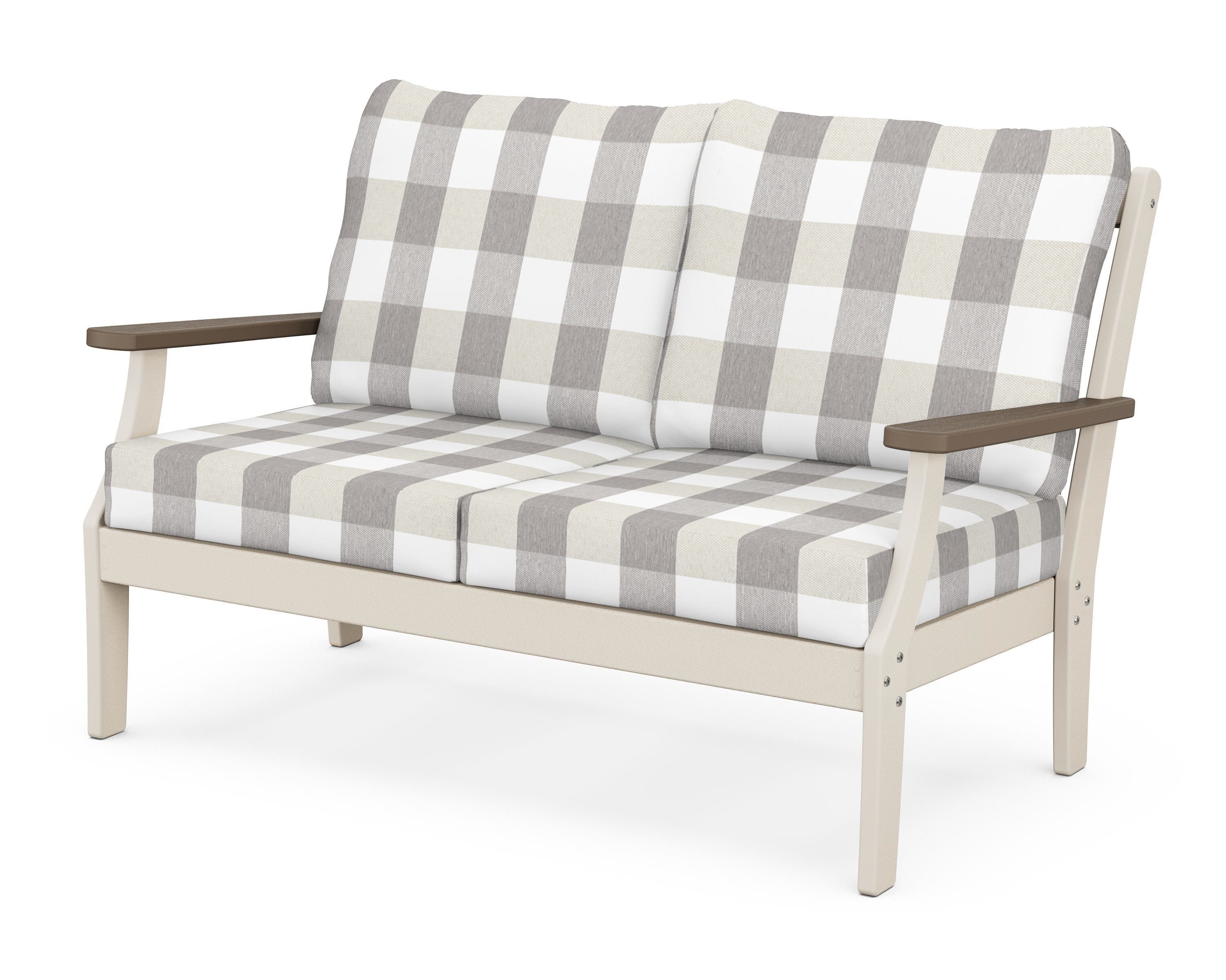 POLYWOOD® Braxton Deep Seating Loveseat in Sand / Kona / Buffalo Plaid Grey Mist