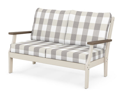 POLYWOOD® Braxton Deep Seating Loveseat in Sand / Kona / Buffalo Plaid Grey Mist