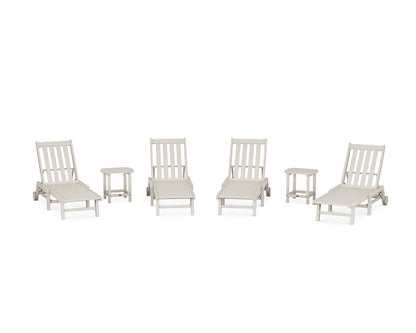 POLYWOOD® Vineyard 6-Piece Chaise with Wheels Set in Sand