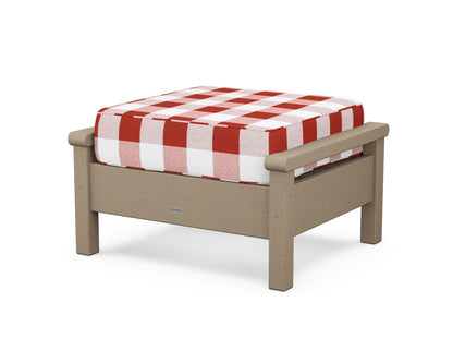 POLYWOOD® Harbour Deep Seating Ottoman in Vintage Sahara / Buffalo Plaid Crimson