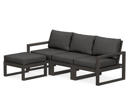 POLYWOOD® EDGE 4-Piece Modular Deep Seating Set with Ottoman in Vintage Coffee / Spectrum Carbon