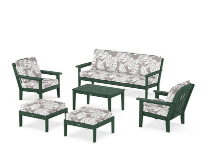 Country Living Cottage 6-Piece Lounge Sofa Set in Green / Leaf Grey Mist