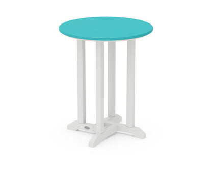 POLYWOOD® Contempo 24" Round Dining Table in White / Aruba