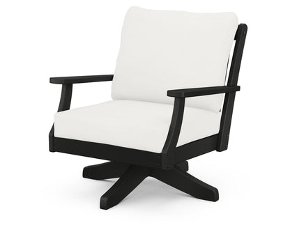 POLYWOOD® Braxton Deep Seating Swivel Chair in Black / Natural Linen