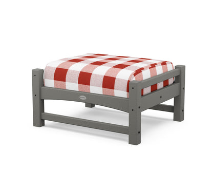 POLYWOOD® Club Ottoman in Slate Grey / Buffalo Plaid Crimson