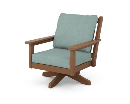 POLYWOOD® Chippendale Deep Seating Swivel Chair in Teak / Glacier Spa