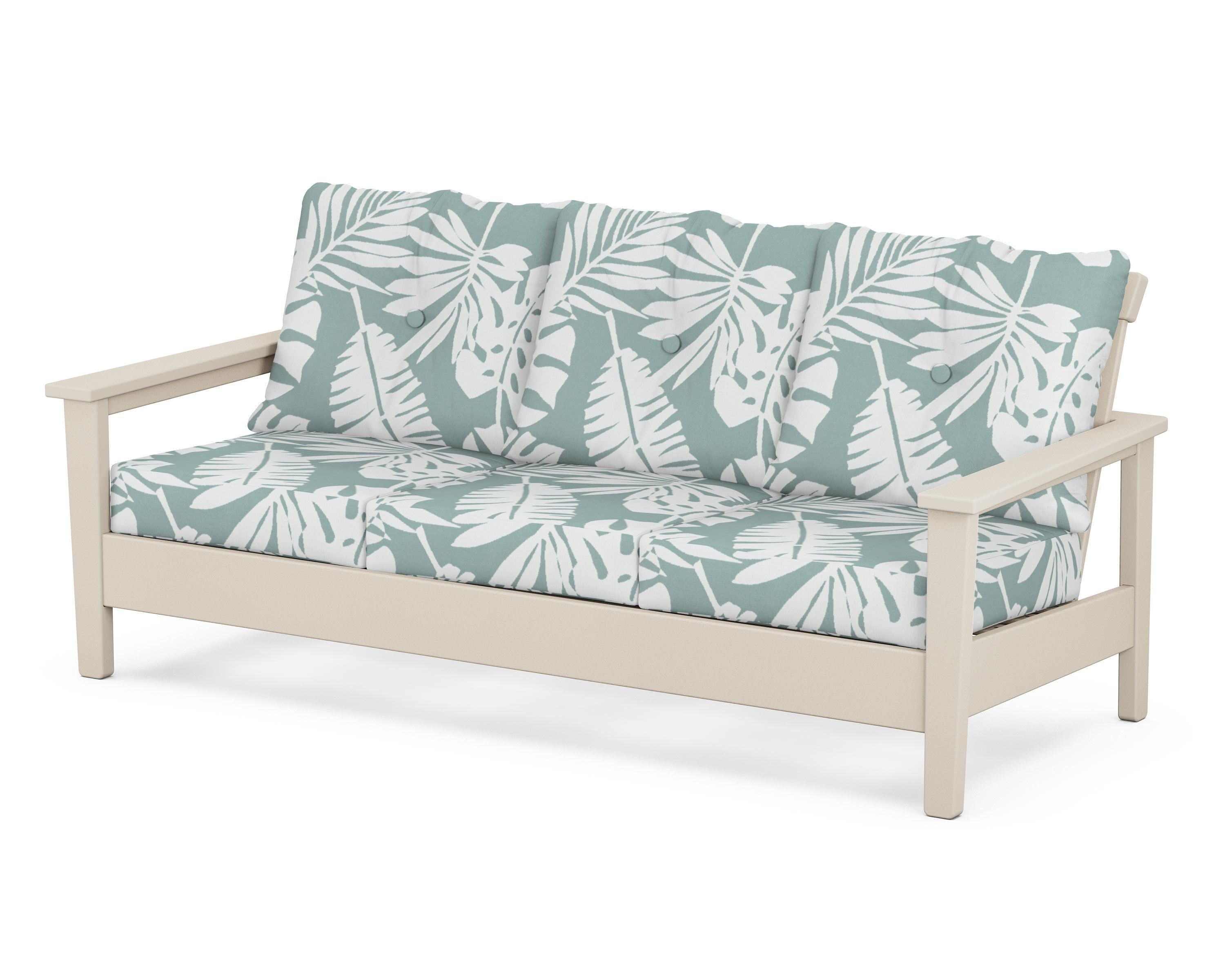 POLYWOOD® Prescott Deep Seating Sofa in Sand / Leaf Glacier Spa
