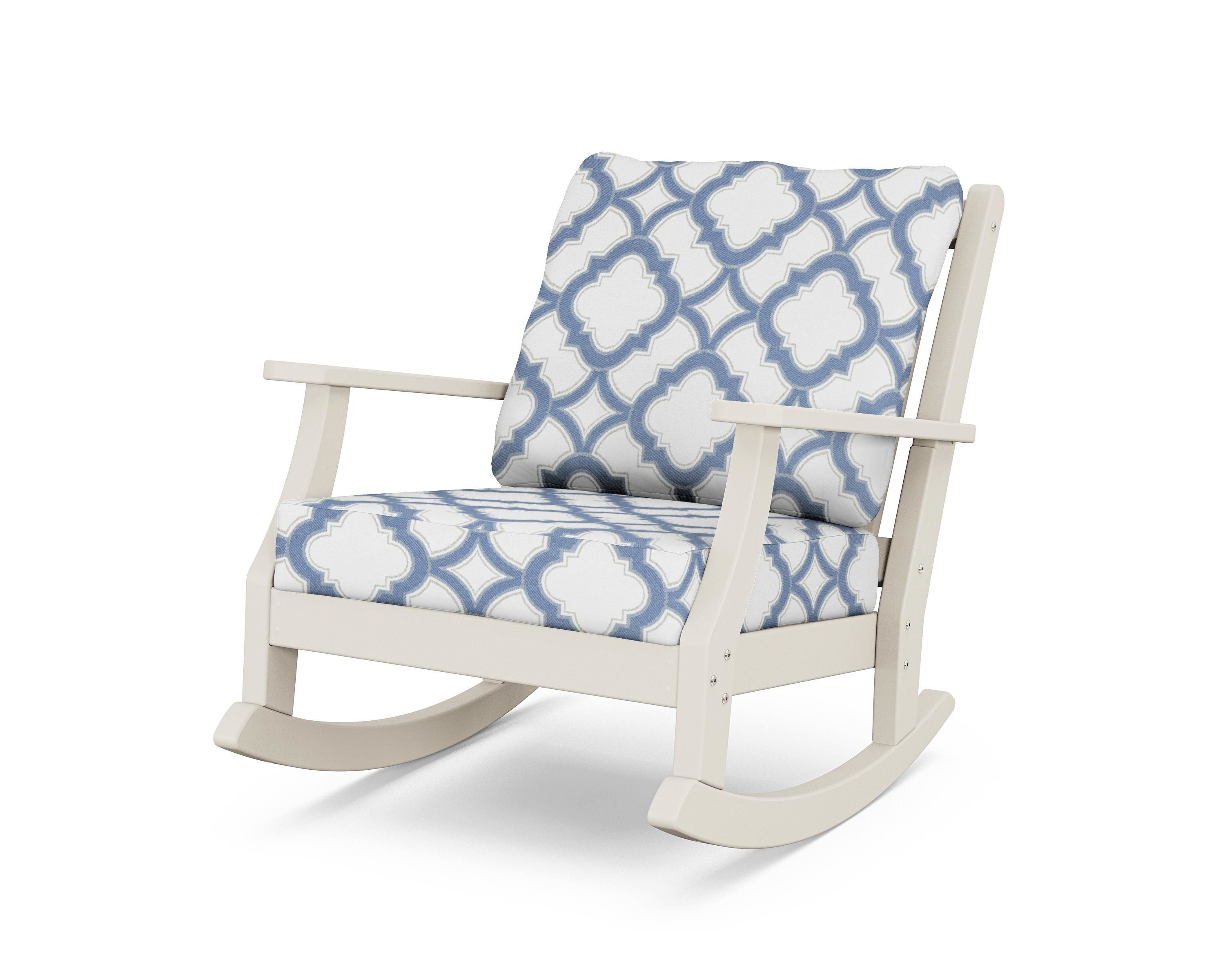 Country Living Wovendale Deep Seating Rocking Chair in Sand / Trellis Sky Blue