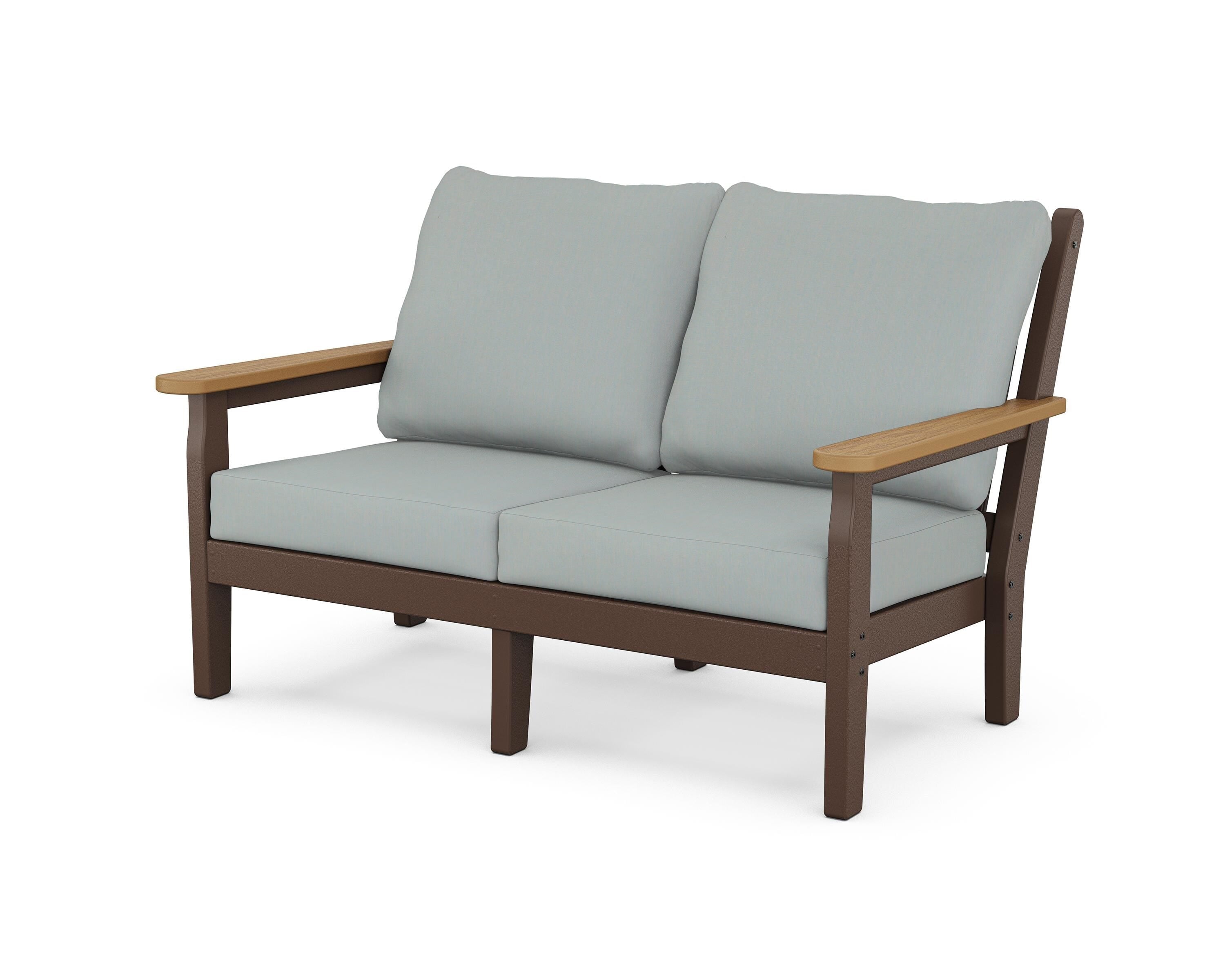 POLYWOOD® Chippendale Deep Seating Loveseat in Mahogany / Natural / Spa