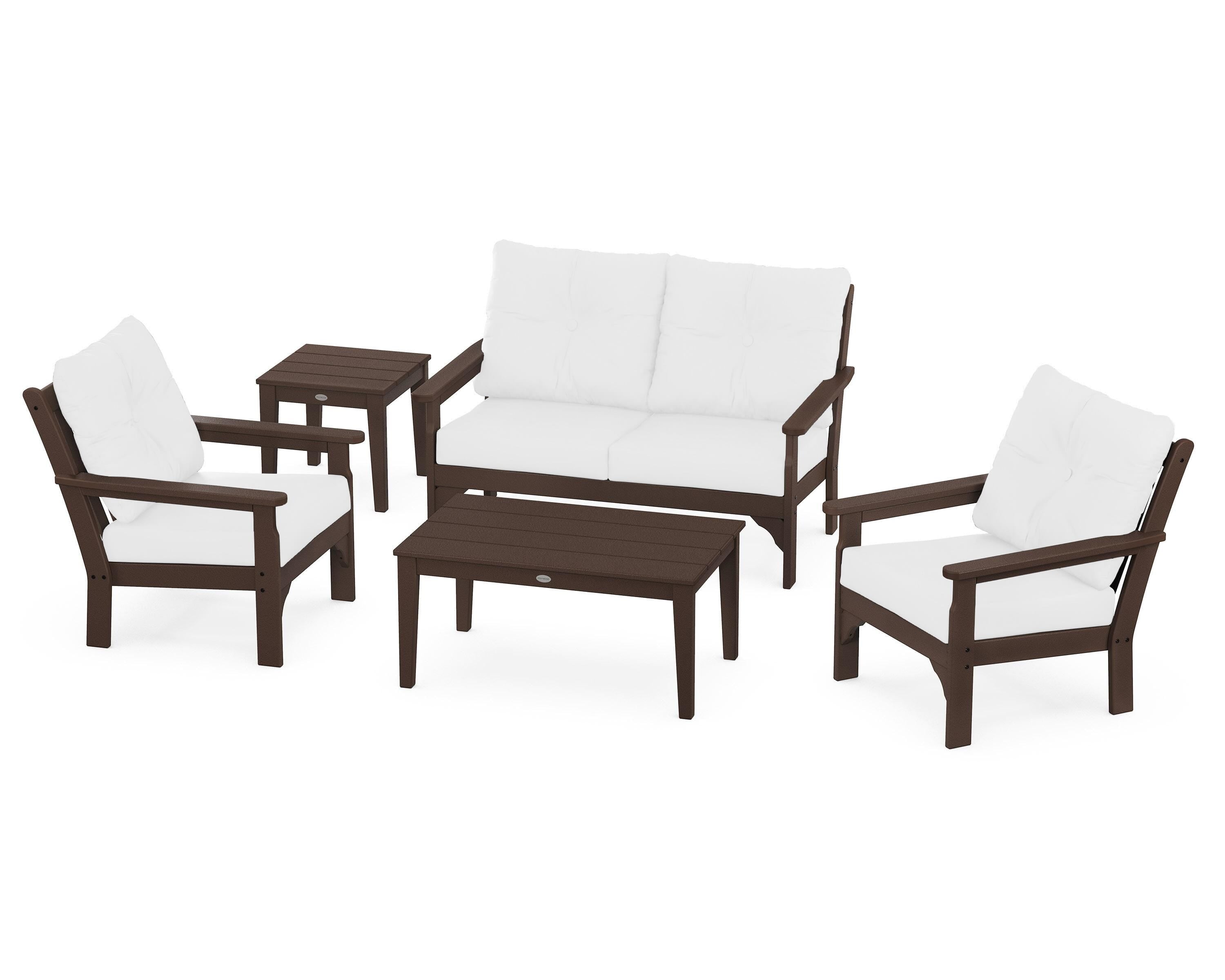 POLYWOOD® Vineyard 5-Piece Deep Seating Set in Mahogany / Natural