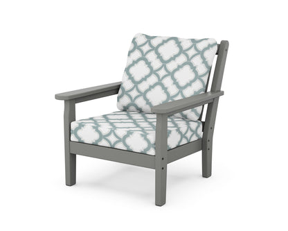 POLYWOOD® Chippendale Deep Seating Chair in Slate Grey / Trellis Glacier Spa