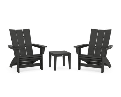 POLYWOOD® 3-Piece Modern Grand Adirondack Set in Black