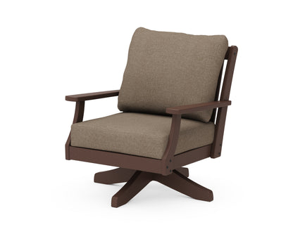 POLYWOOD® Braxton Deep Seating Swivel Chair in Mahogany / Spiced Burlap