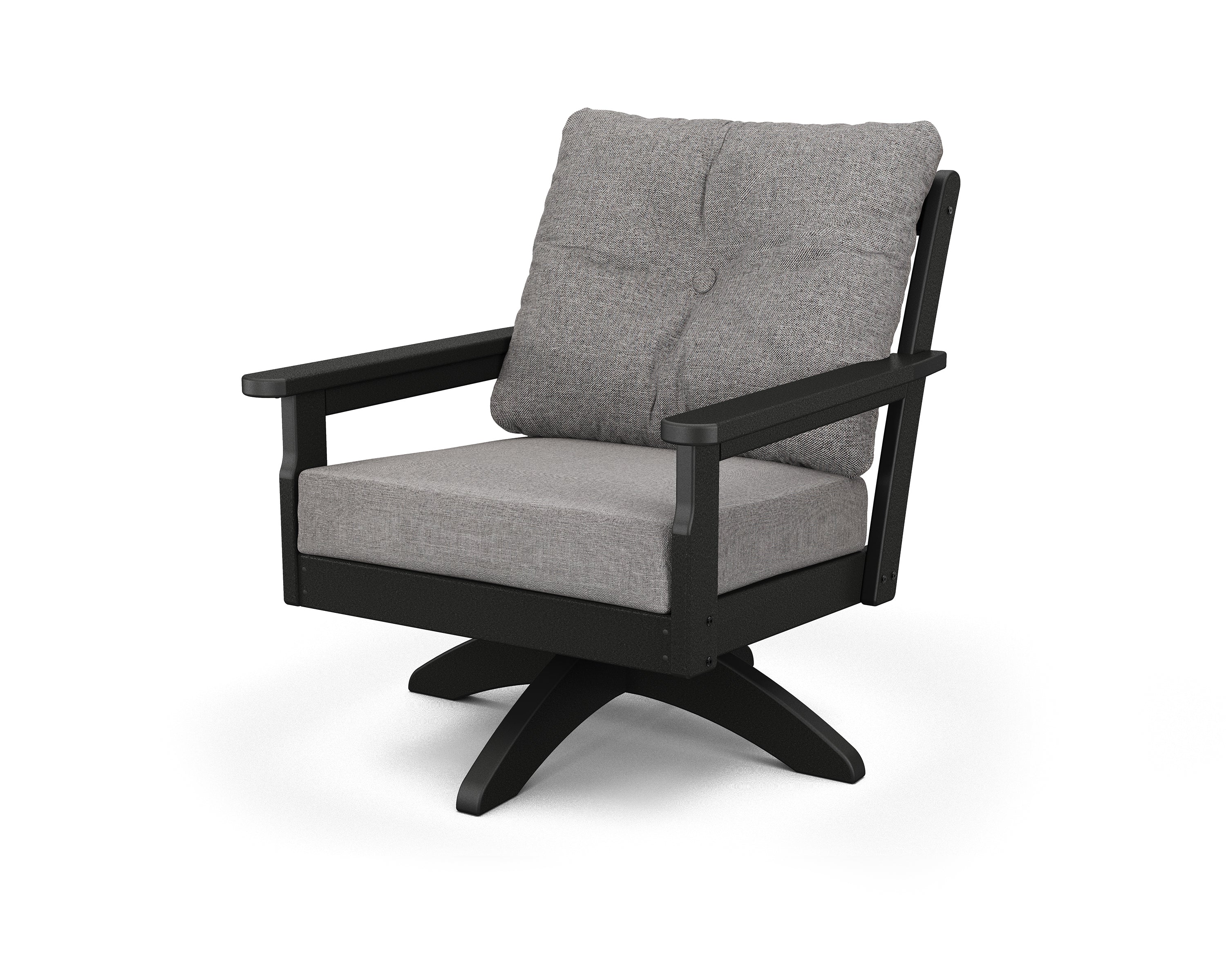 POLYWOOD® Vineyard Deep Seating Swivel Chair in Black / Grey Mist