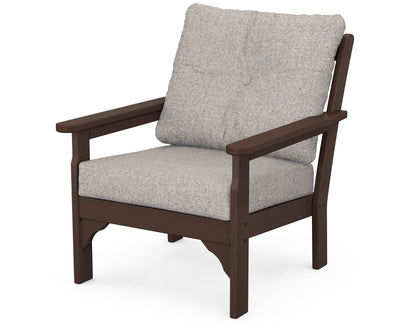 POLYWOOD® Vineyard Deep Seating Chair in Mahogany / Weathered Tweed