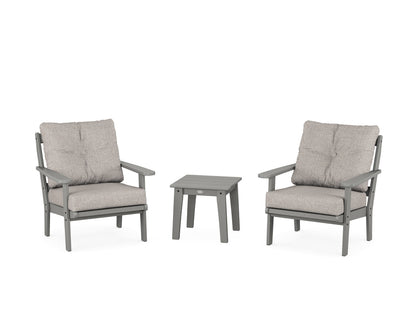 POLYWOOD® Mission 3-Piece Deep Seating Set in Slate Grey / Weathered Tweed