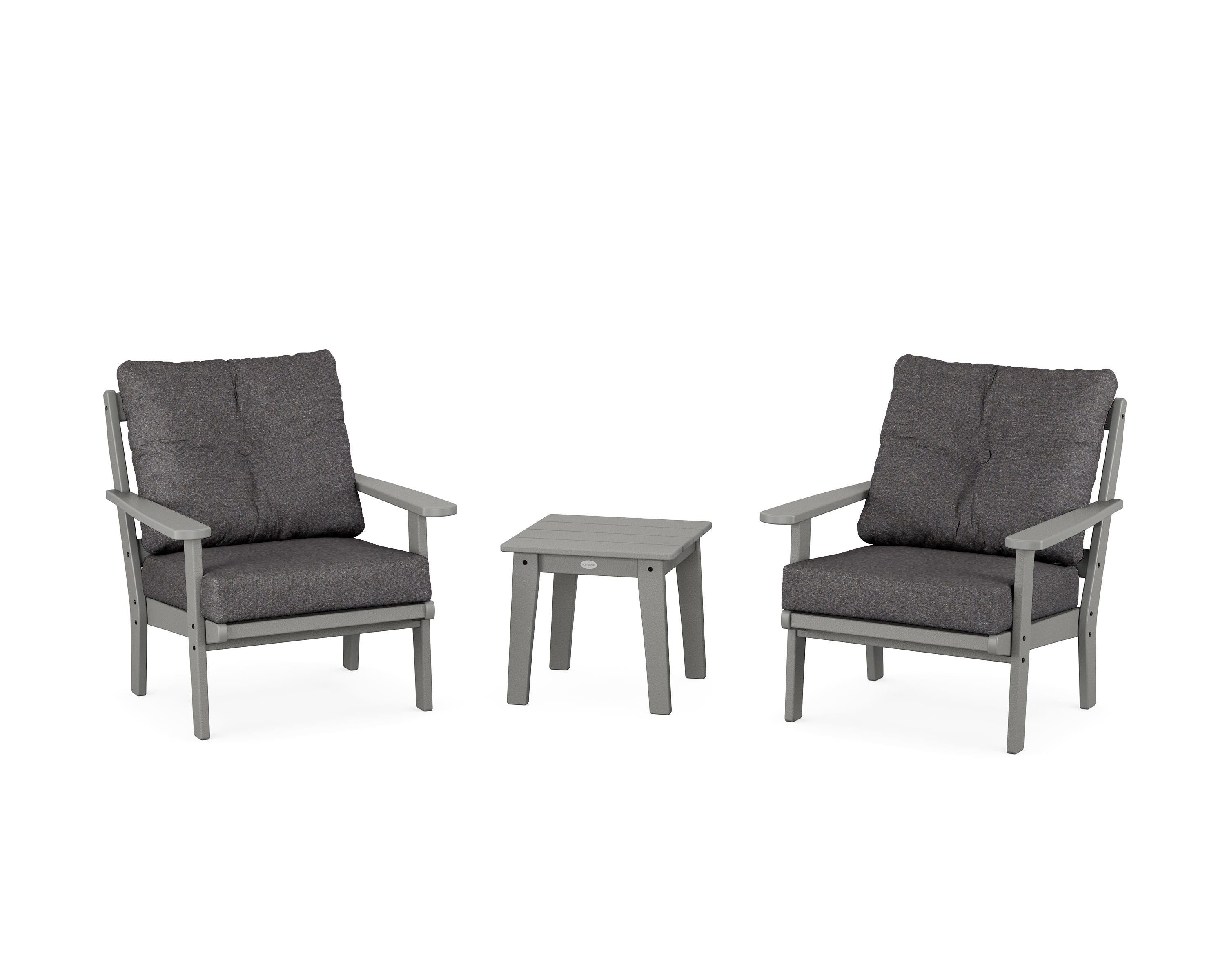 POLYWOOD® Mission 3-Piece Deep Seating Set in Slate Grey / Ash Charcoal